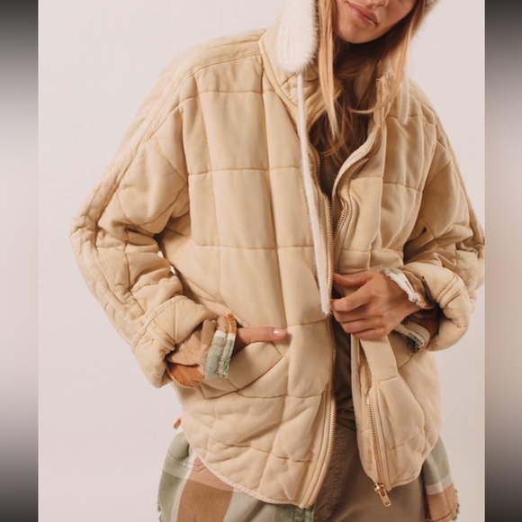 Free People Jackets & Blazers - FREE PEOPLE Dolman Quilted Knit Jacket NEW Size XL Summer Khaki
